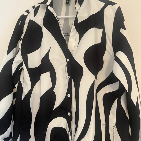 STYLEWE LONG SLEEVE SHIRT COLLARED DRESS COVERUP TUNIC ABSTRACT PRINT S - Picture 2 of 6